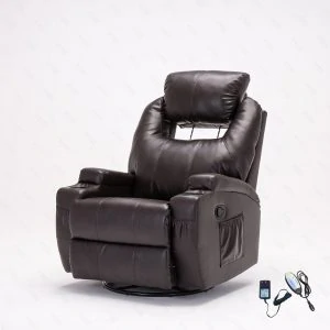 SUNCOO Massage Recliner Bonded Leather Chair Ergonomic Lounge Heated Sofa