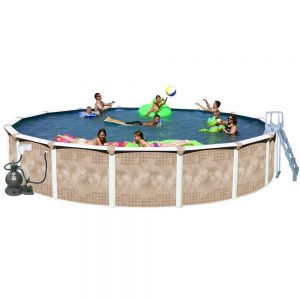 Splash Pools Round Deluxe Pool Package, 24-Feet by 52-Inch